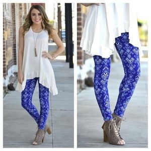 NWT Cobalt Aztec print Leggings one size