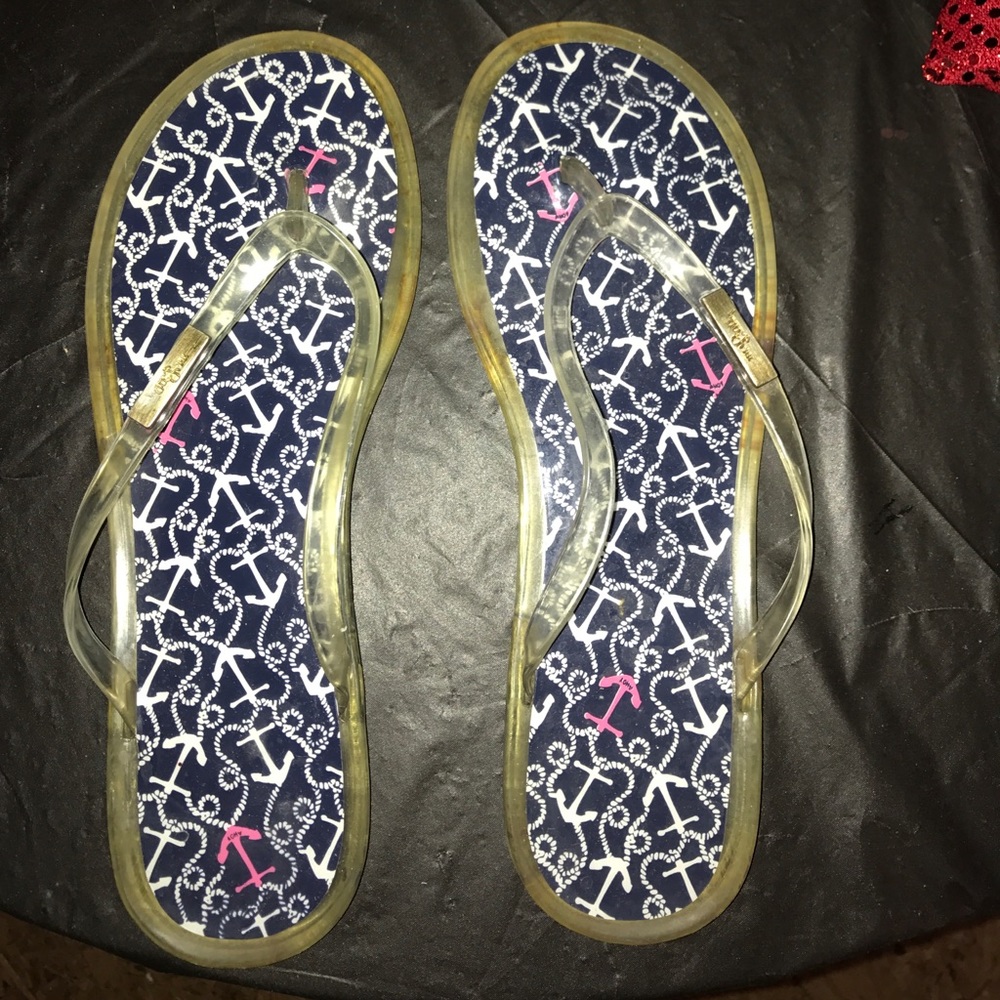 Lilly Pulitzer Jelly Navy Anchor Flip Flops
