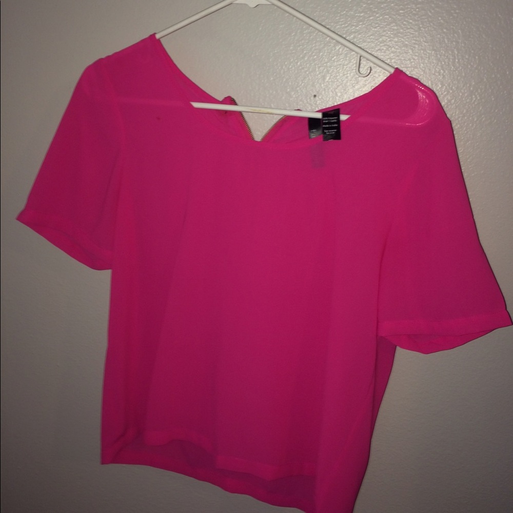 Hot Pink Short Sleeve Blouse
