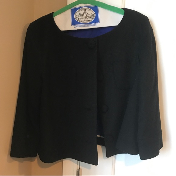 J. Crew Short Black Collarless Wool Blazer/Jacket - Picture 1 of 4