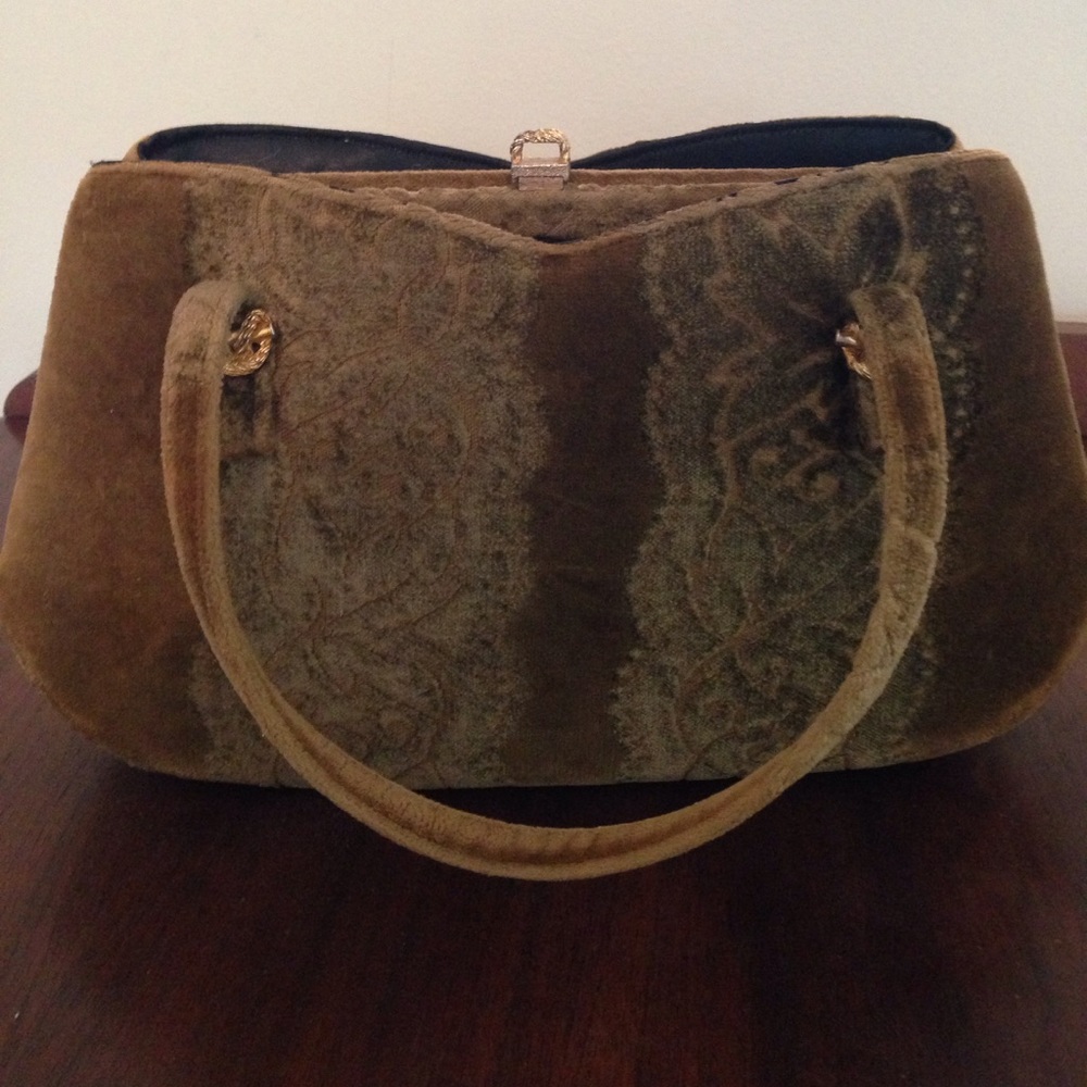 Vintage green velvet purse