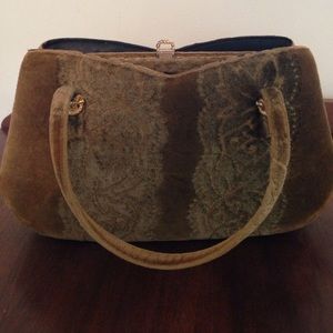 Vintage green velvet purse