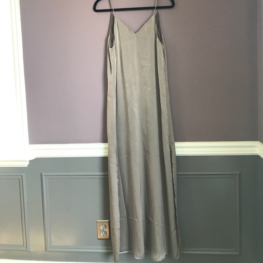 Silk Maxi Slip Dress with Slits NWT