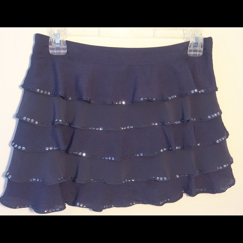 NWT I Love H81 sz 24 grey ruffled skirt w sequins