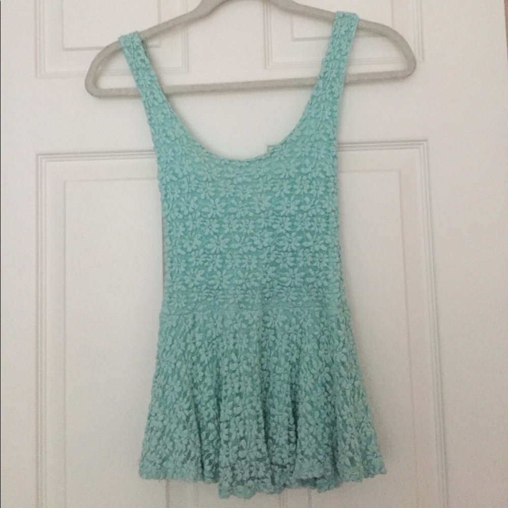 Light blue-green flowery top