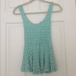 Light blue-green flowery top