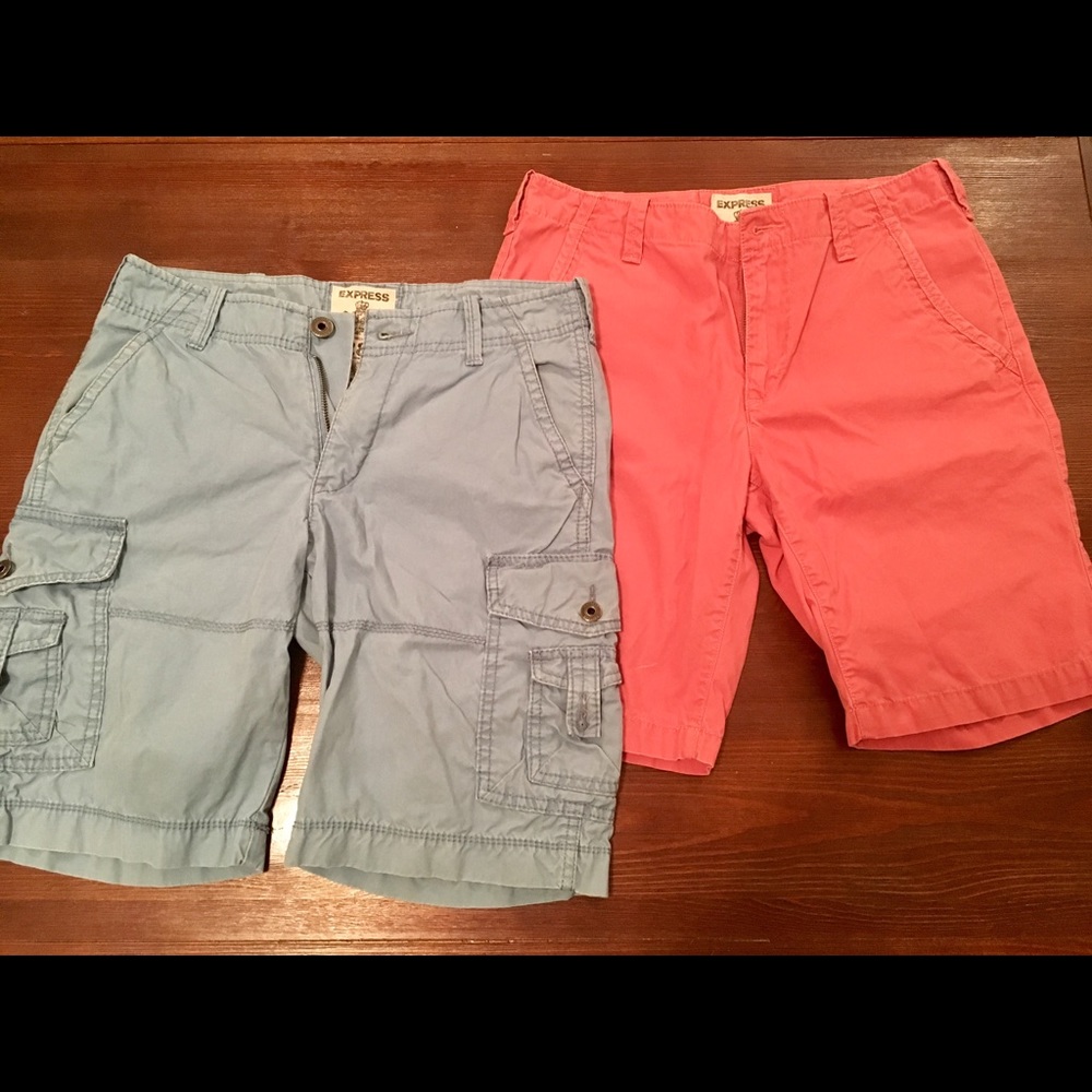 Red cargo shorts by Express