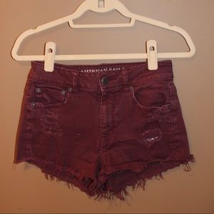 American Eagle maroon high waisted Jean shorts