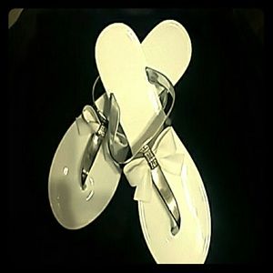 White and gold sandals