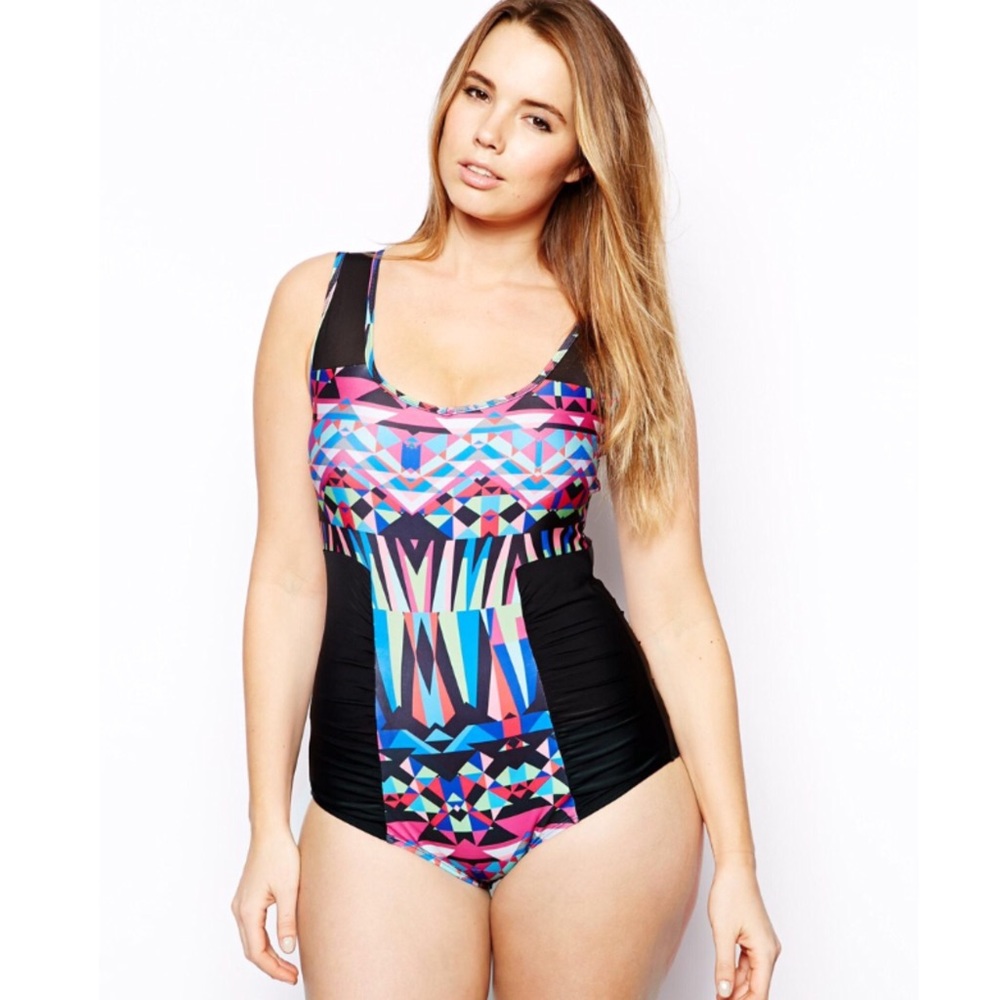 Asos Curve Geometric Swimsuit