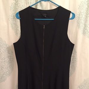 Zip-front black A-line Theory dress