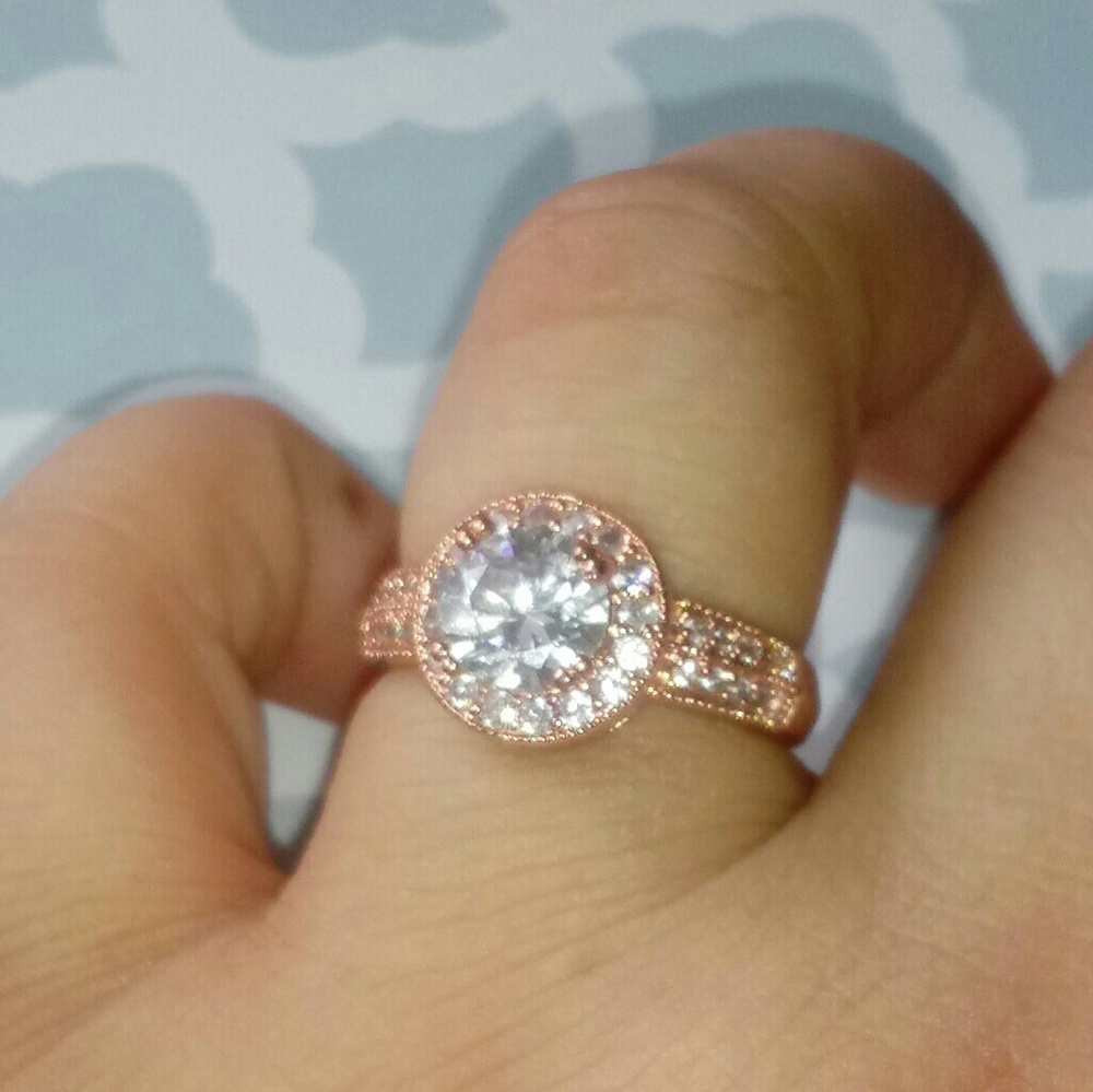 SOLD Halo Rose Gold Ring