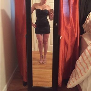 Strapless navy mini dress