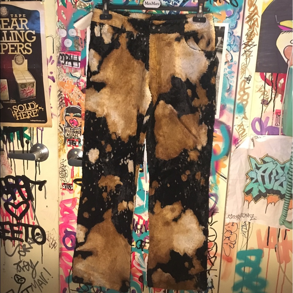 FAUX COW FUR JEANS