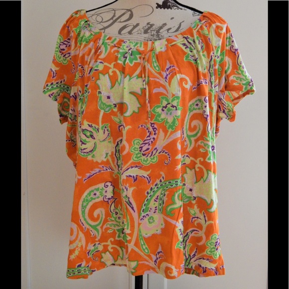 Lauren Ralph Lauren Tops - Lauren Ralph Lauren Orange Paisley Blouse Sz 3X Lauren Ralph Lauren Tops - Lauren Ralph Lauren Orange Paisley Blouse Sz 3X