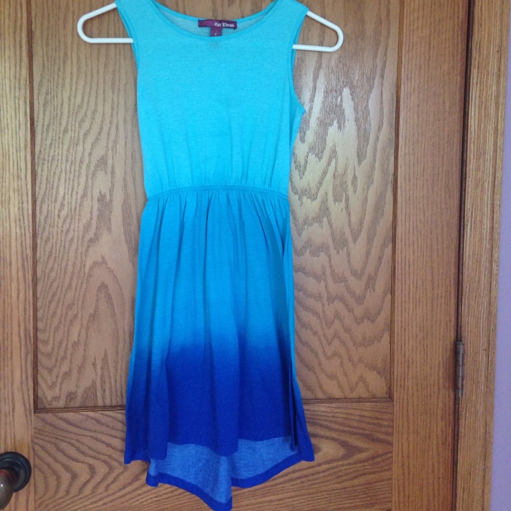 Epic threads blue high low ombré dress