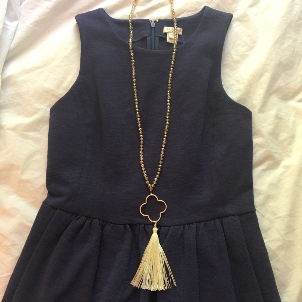 Adorable long beaded tassel necklace