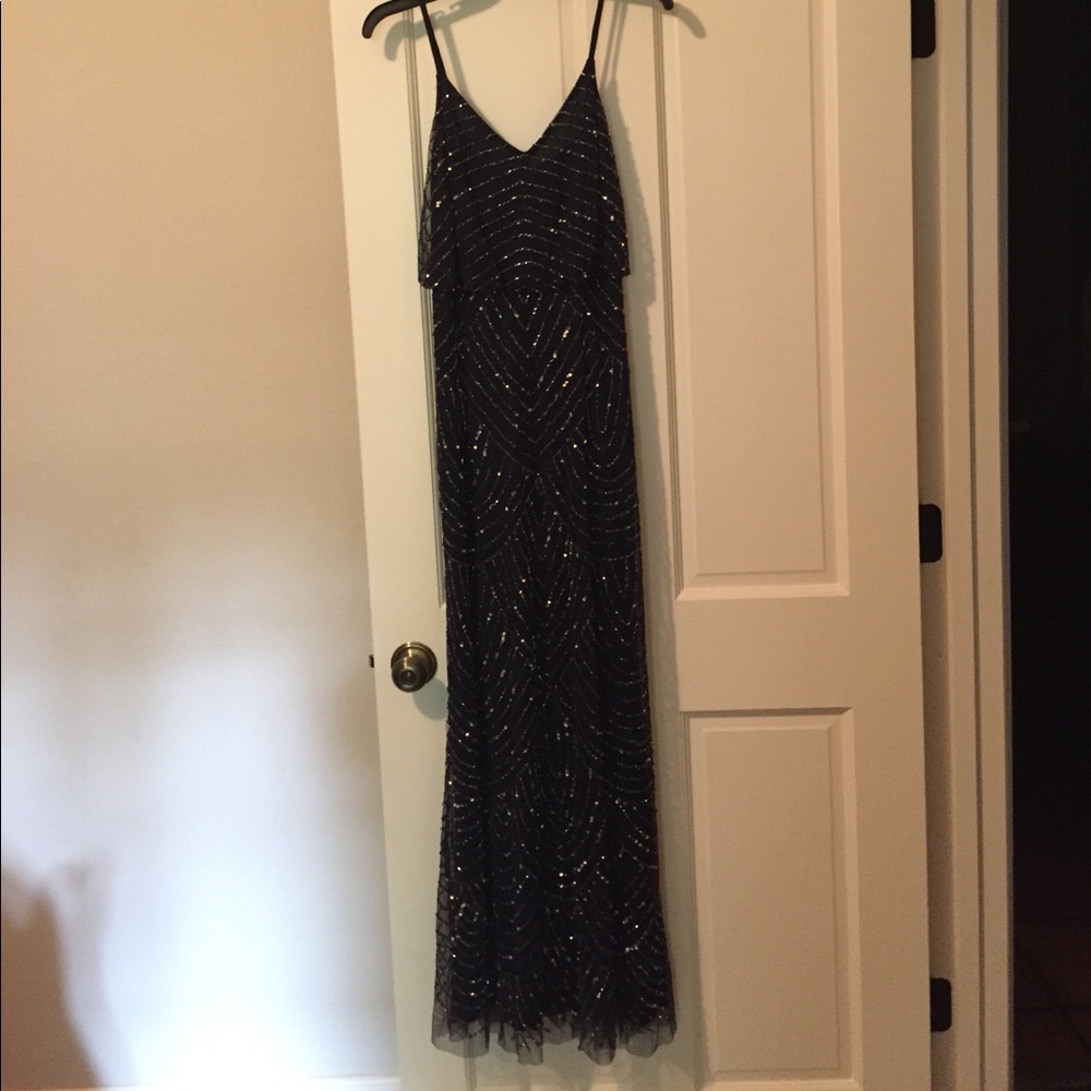 Long navy sequin Adrianna Papell dress