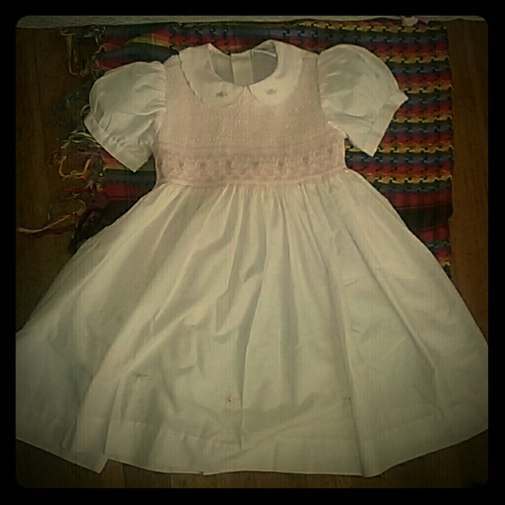 3T Friedknit Creations Pink Smock Cap Sleeve Dress