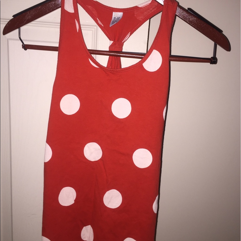 Red and white polka dots blouse