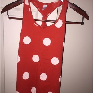 Red and white polka dots blouse