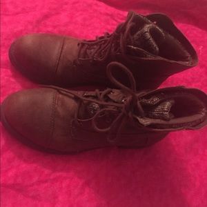 Brown combat boots