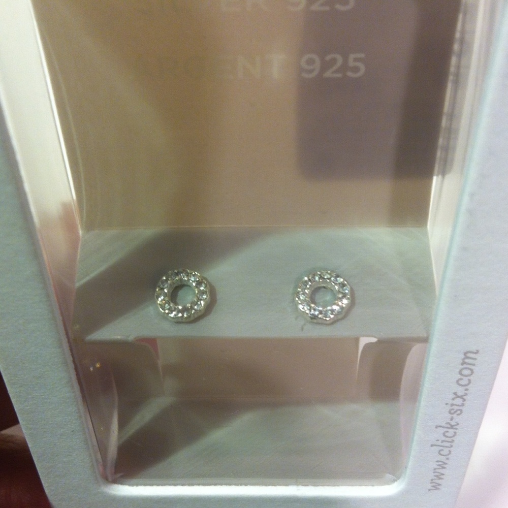 CZ studded sterling silver earrings