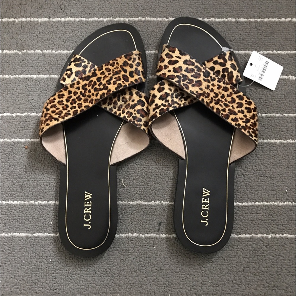 J.Crew Leopard slides