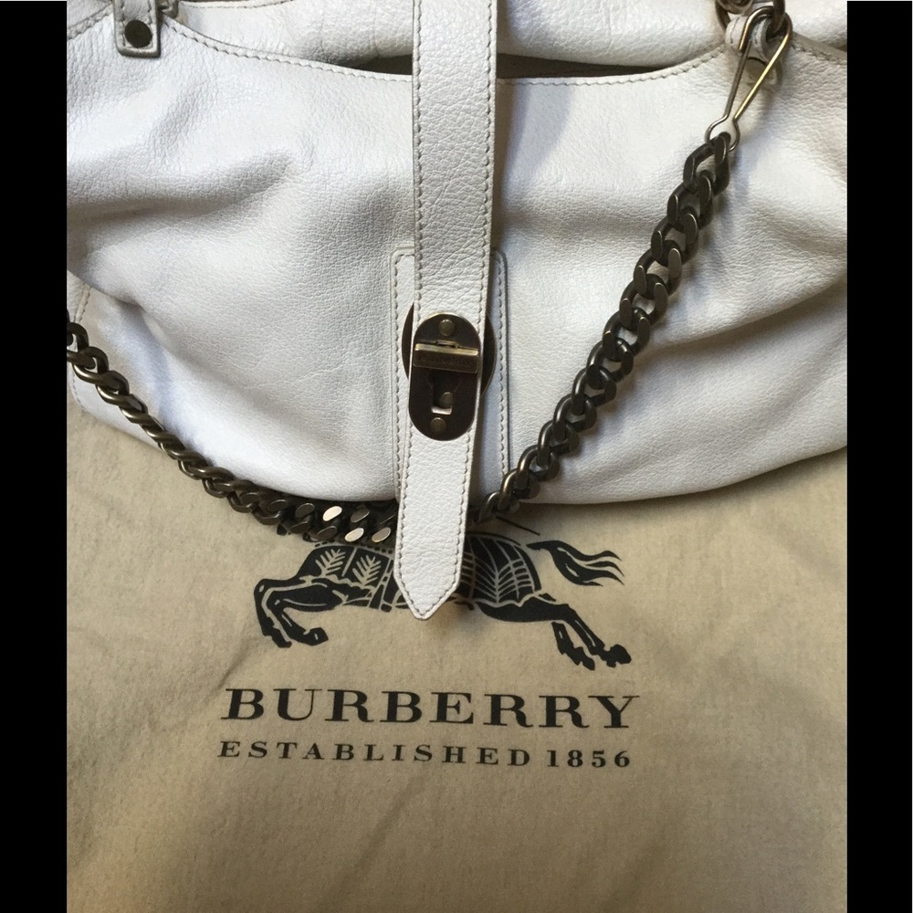 Authentic Burberry White Satchel Bag-Unique & Used