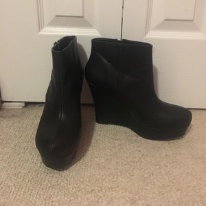 Black leather booties