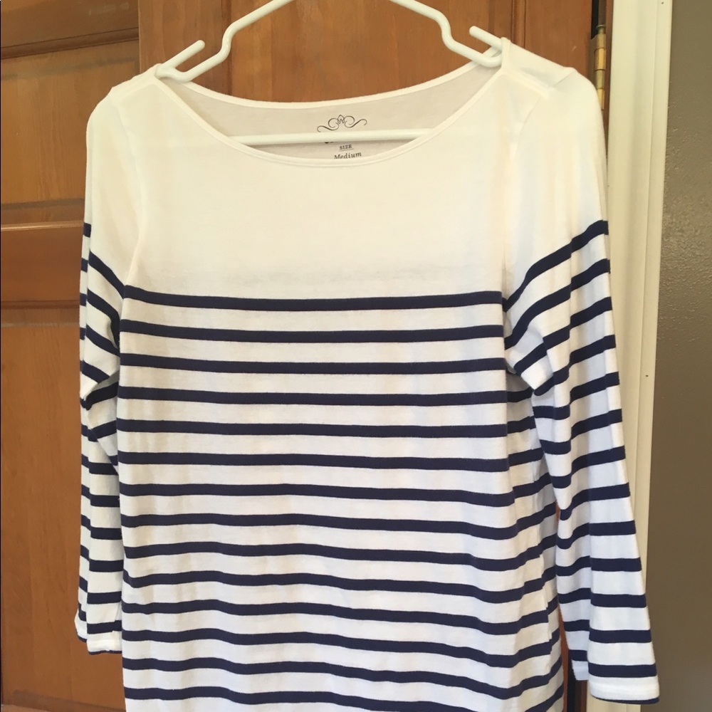 Navy Blue and White Tunic/Blouse 3/4 length sleeve