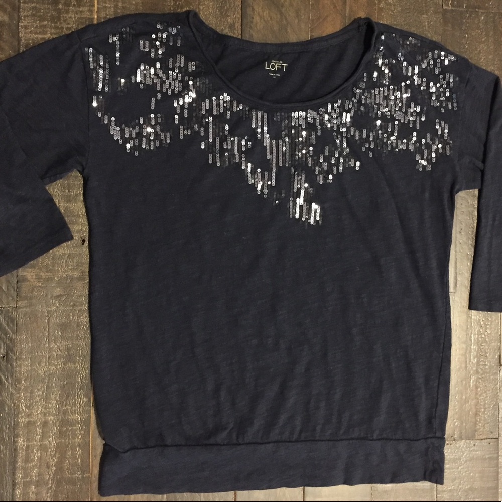 Adorable LOFT 3/4 Sleeve Sequence Top