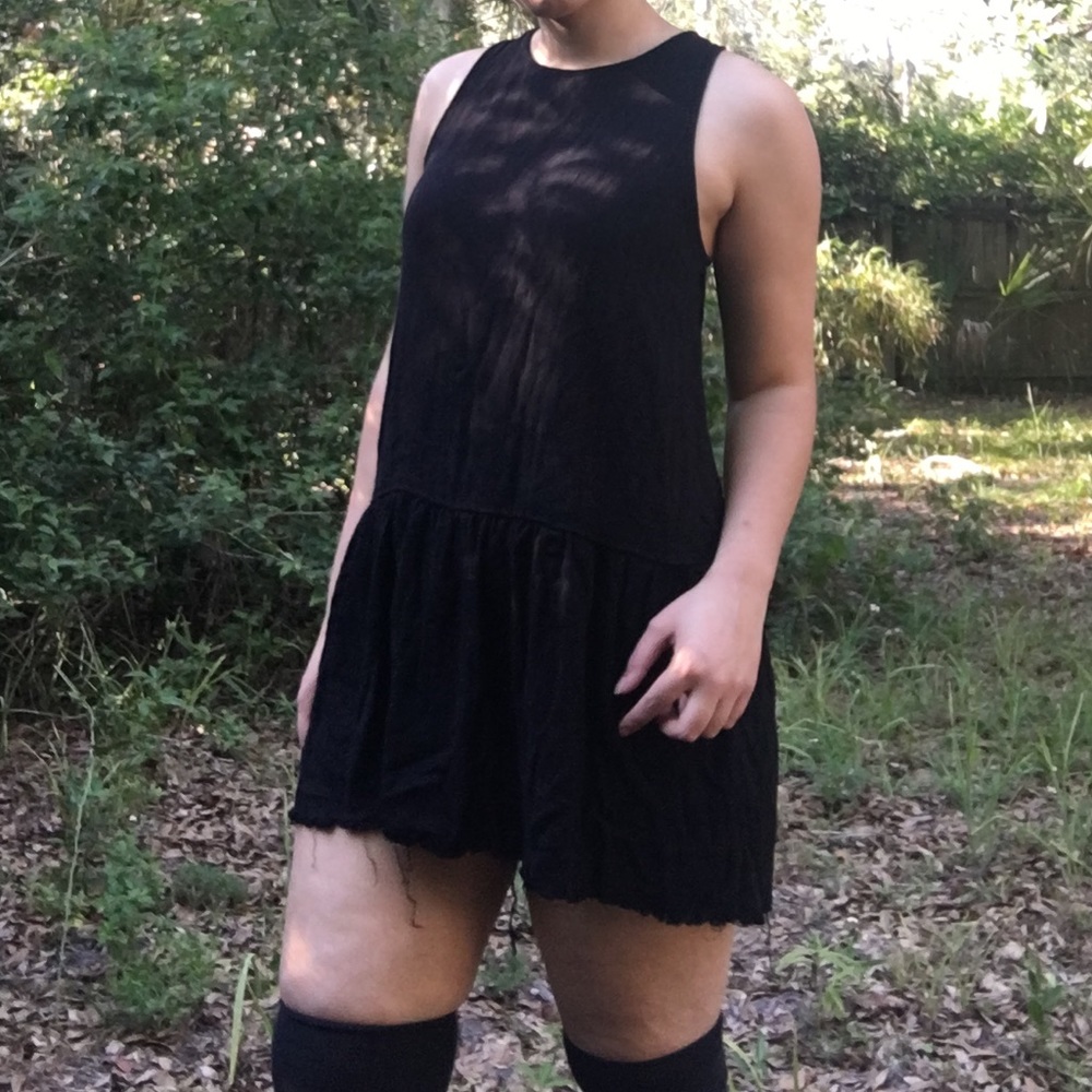 Goth Distressed Pinstripe Cotton Dress