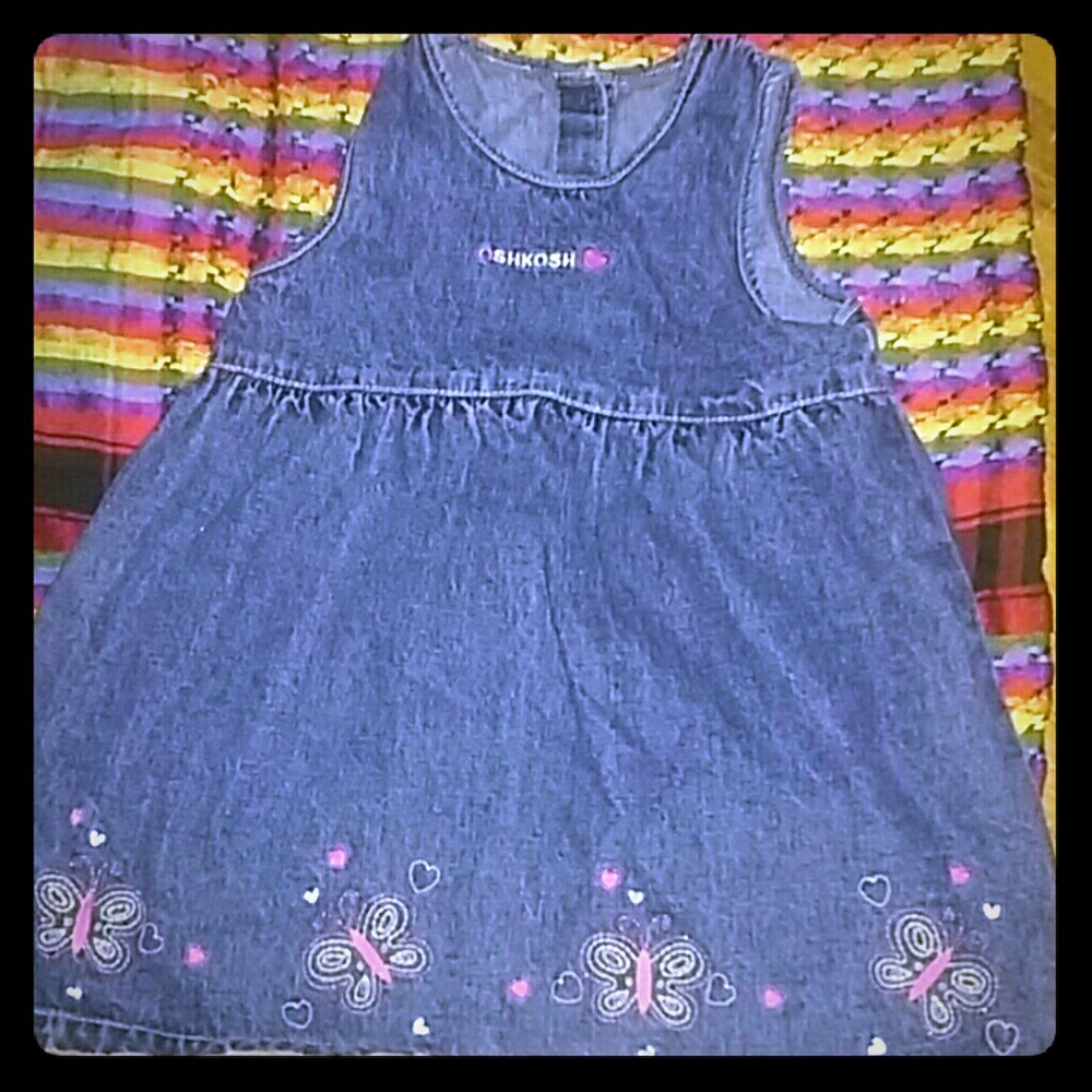 90s Osh Kosh 24M Denim Dress with Butterfly detail