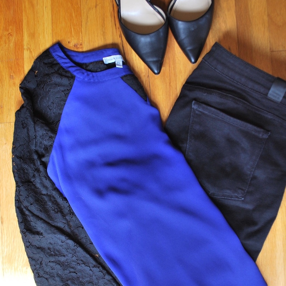 Scilla by Dora Landa Blouse - blue and black lace