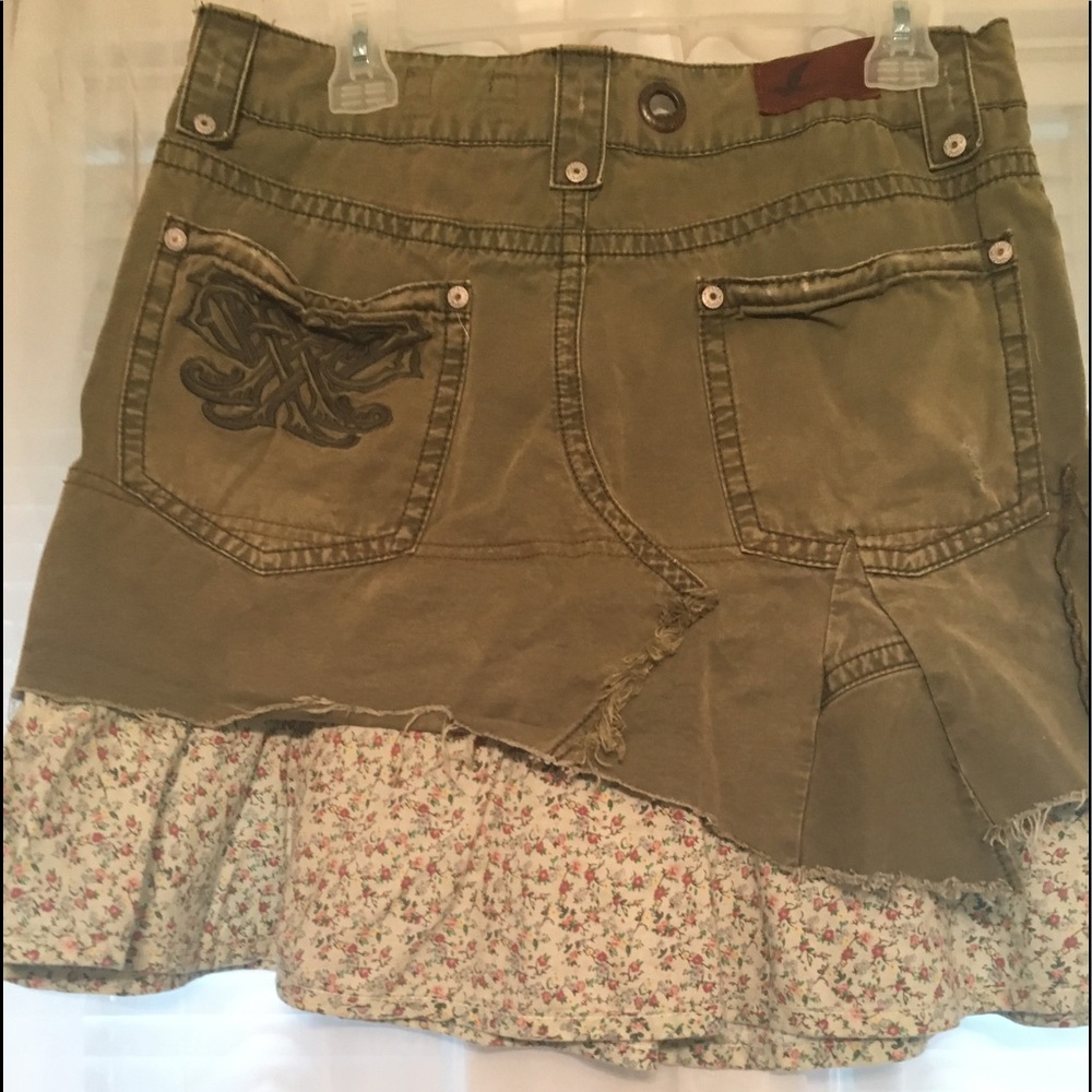 Free People Olive Green Deconstructed Skirt