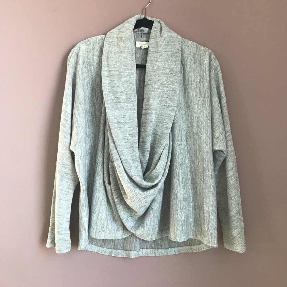 Gray Drape Cowl Neck Sweater