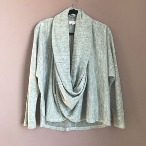 Gray Drape Cowl Neck Sweater
