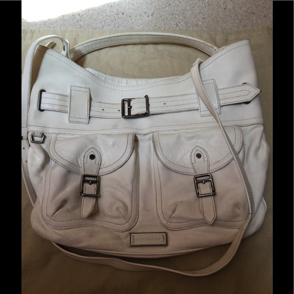 Authentic Burberry White Cross Body Handbag-Used - Picture 2 of 8