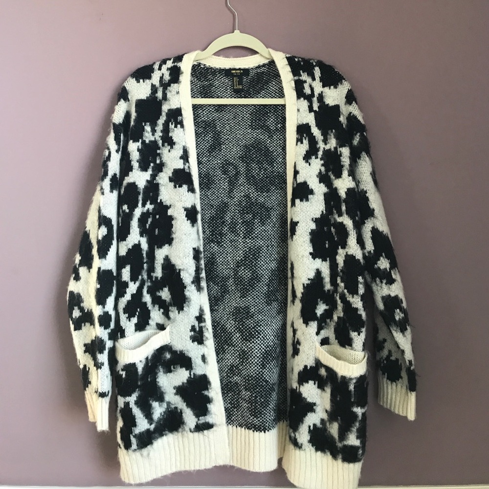 Oversize Slouchy Animal Print Sweater Cardigan