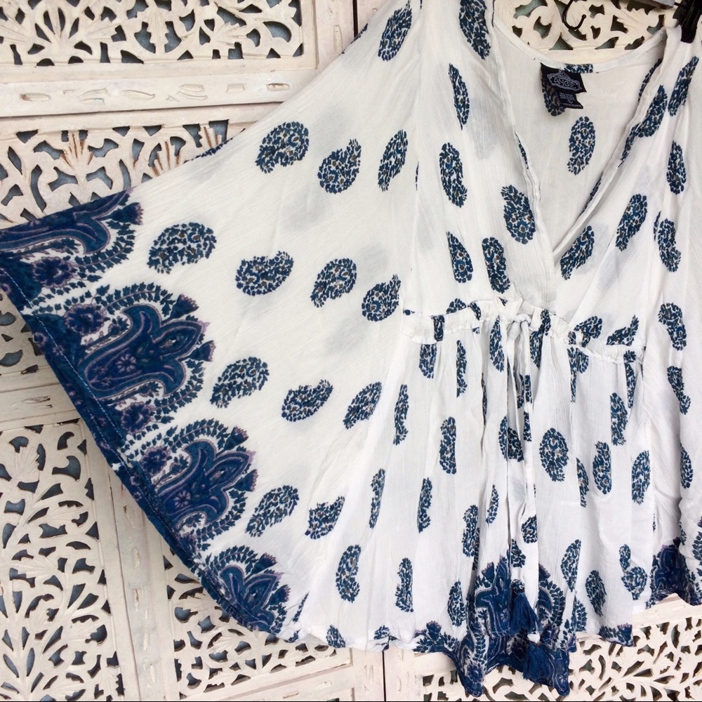 Kimono BoHo hippie gypsy floral tie waste top - Picture 2 of 7