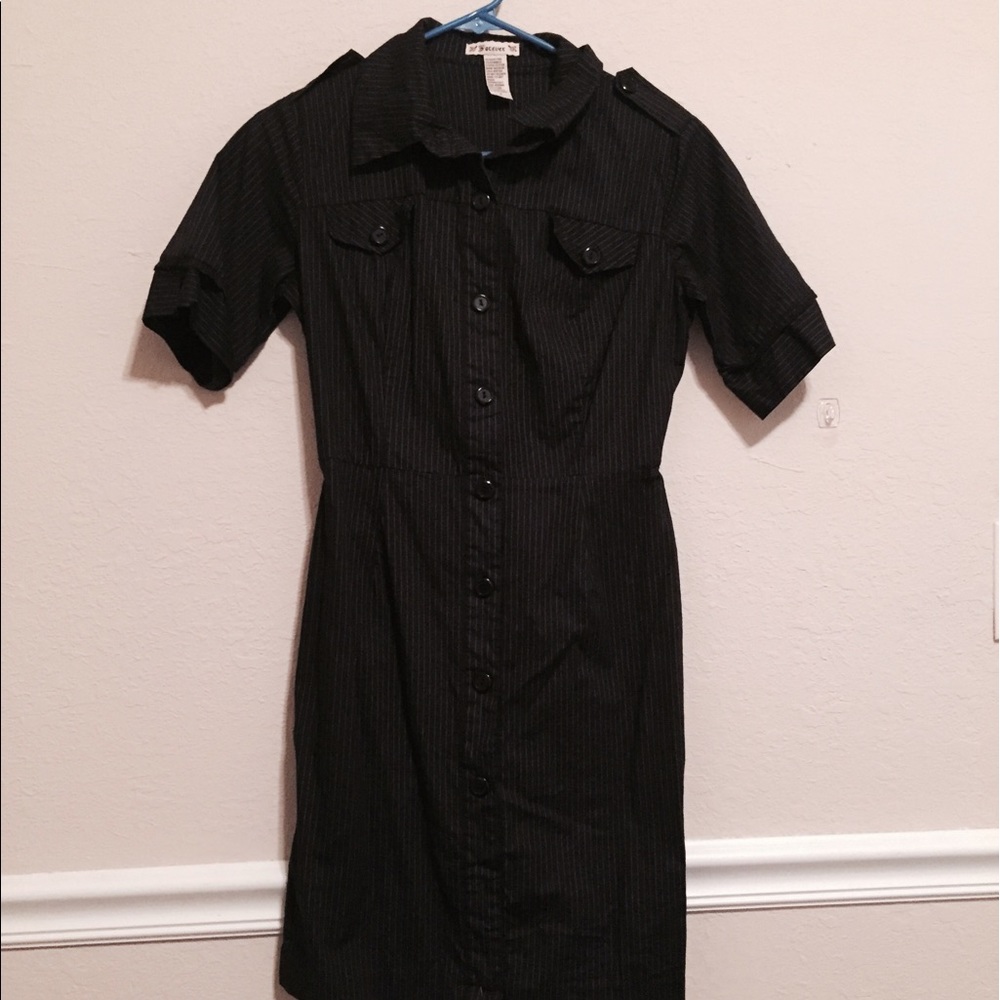 SOLD Black Pinstripe Dress - Picture 2 of 6