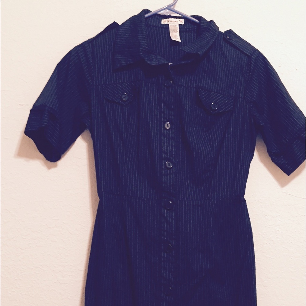 SOLD Black Pinstripe Dress - Picture 3 of 6