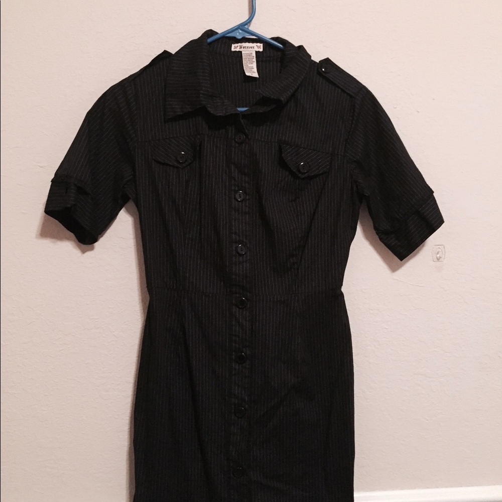 SOLD Black Pinstripe Dress - Picture 4 of 6