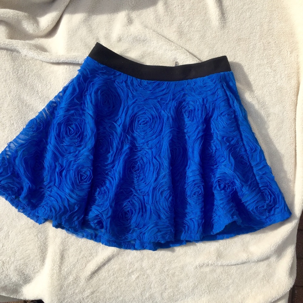 Size 2 LOFT Blue Rose Patterned Skirt