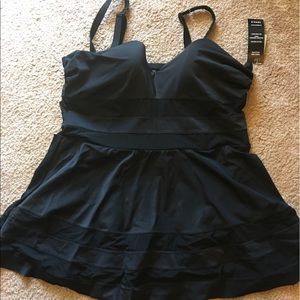 Torrid mesh inset skater one piece swimsuit