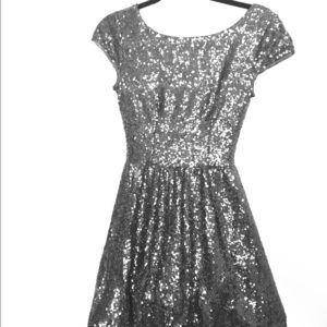 Silver Sequin Homecoming Dress