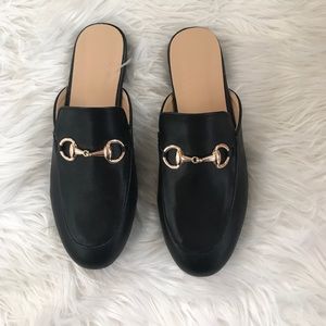 Black and Gold Loafer Slides ( Never Worn)
