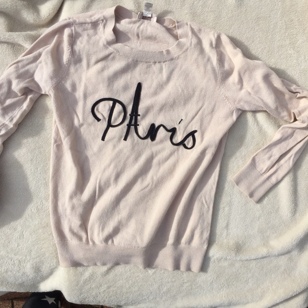 Medium LOFT cream Crewneck Paris Sweater