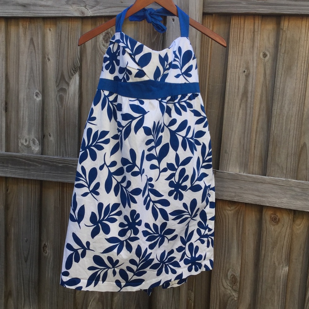Donna Morgan Blue Floral Halter Dress Size 14